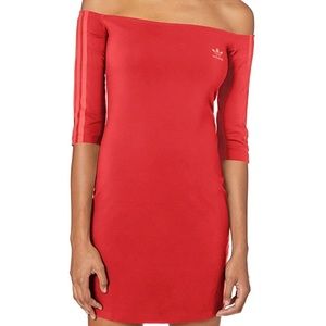 Adidas Original 3 Stripes Off the Shoulder Dress